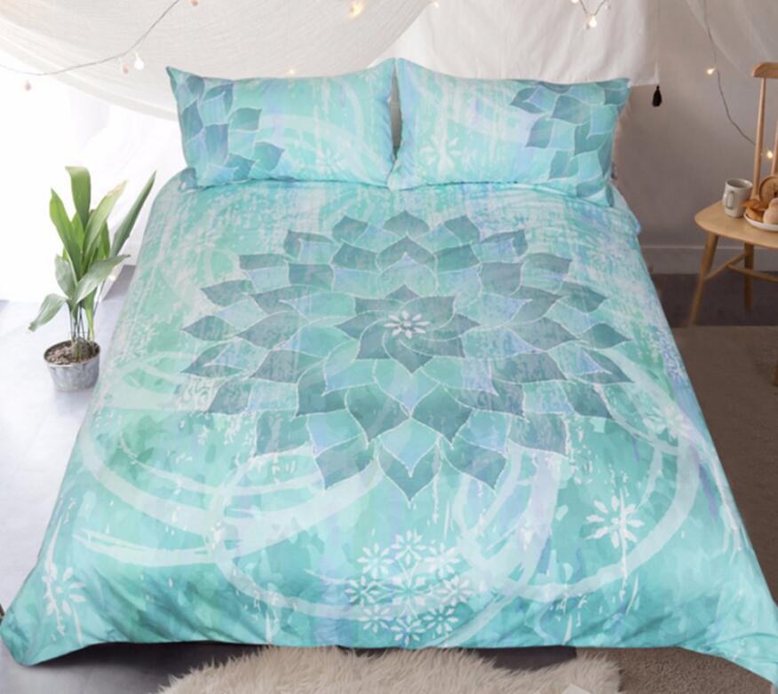 3D Green Lotus 1135 Bed Pillowcases Quilt