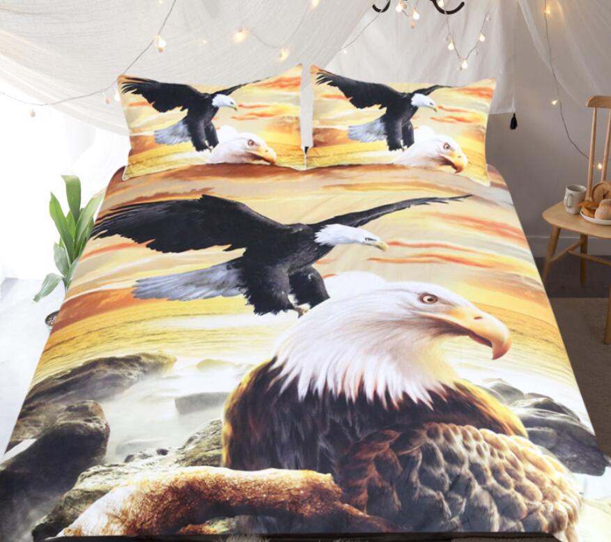 3D Flying Eagle 1056 Bed Pillowcases Quilt