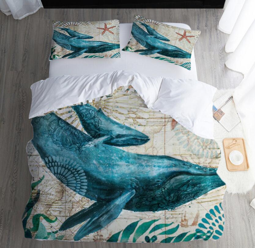 3D Big Whale 1053 Bed Pillowcases Quilt