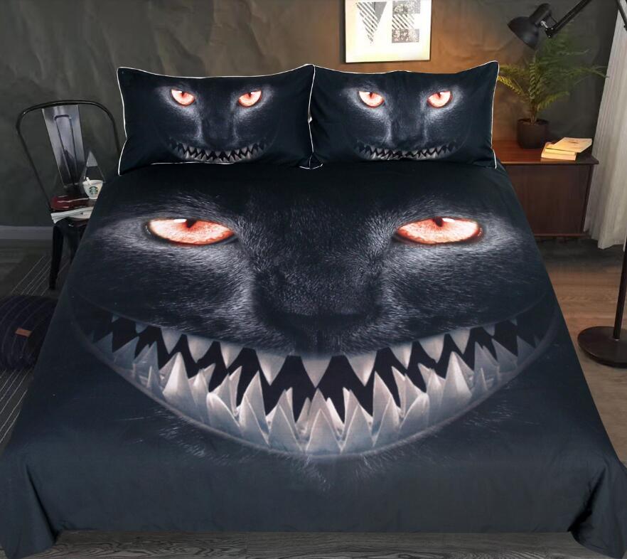 3D Fangs Cat 1111 Bed Pillowcases Quilt