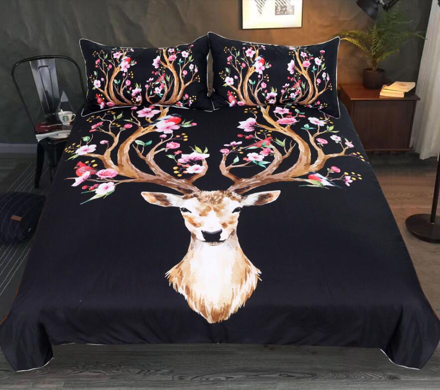3D Deer Head Antlers 1127 Bed Pillowcases Quilt