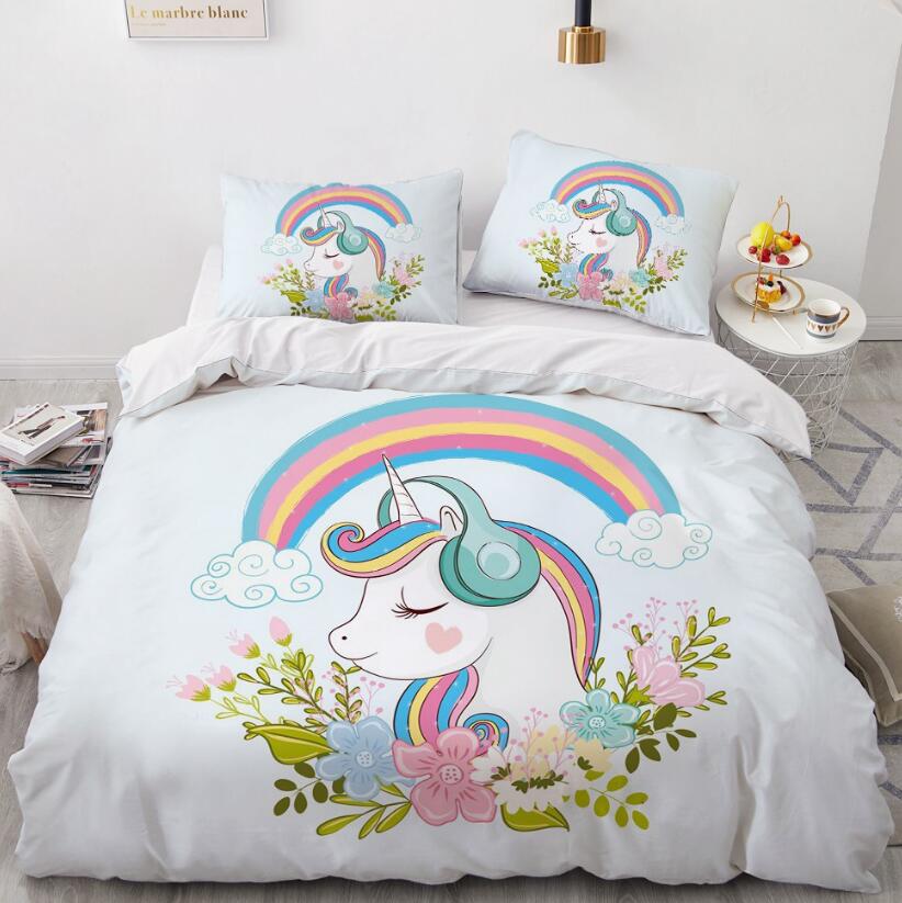 3D Rainbow Leaf Unicorn 174 Bed Pillowcases Quilt