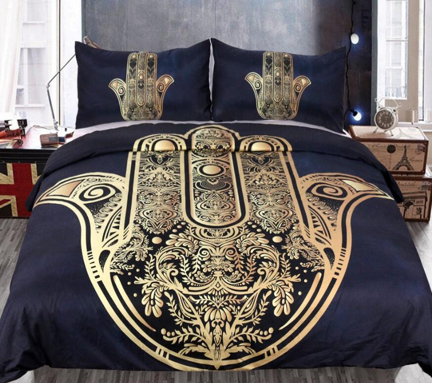 3D Gold Hand Of Fatima 1064 Bed Pillowcases Quilt