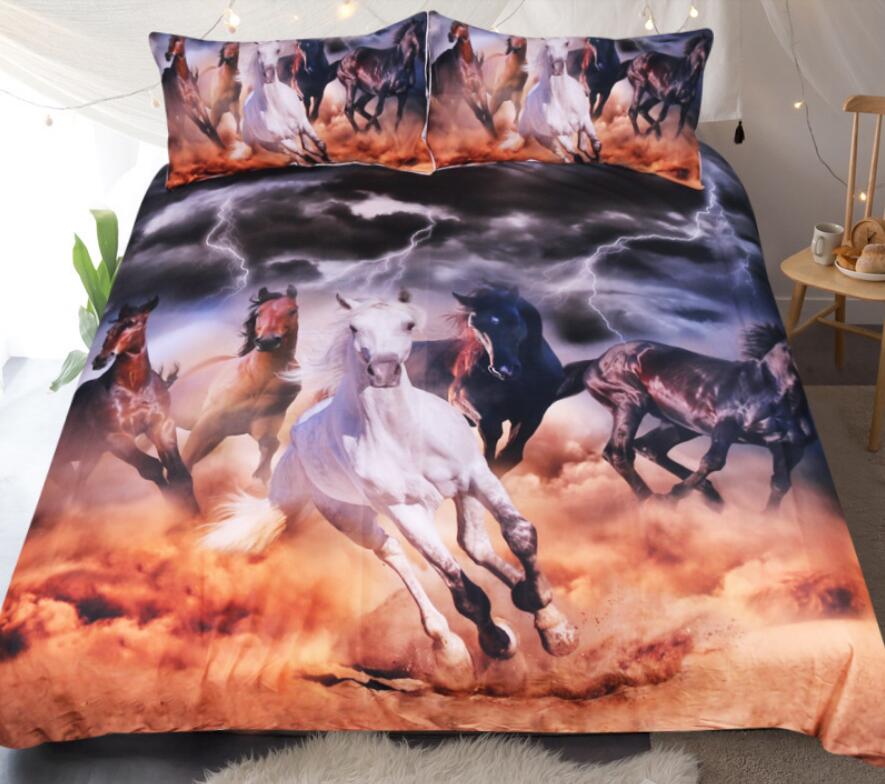 3D Five Horses Gallop 1115 Bed Pillowcases Quilt