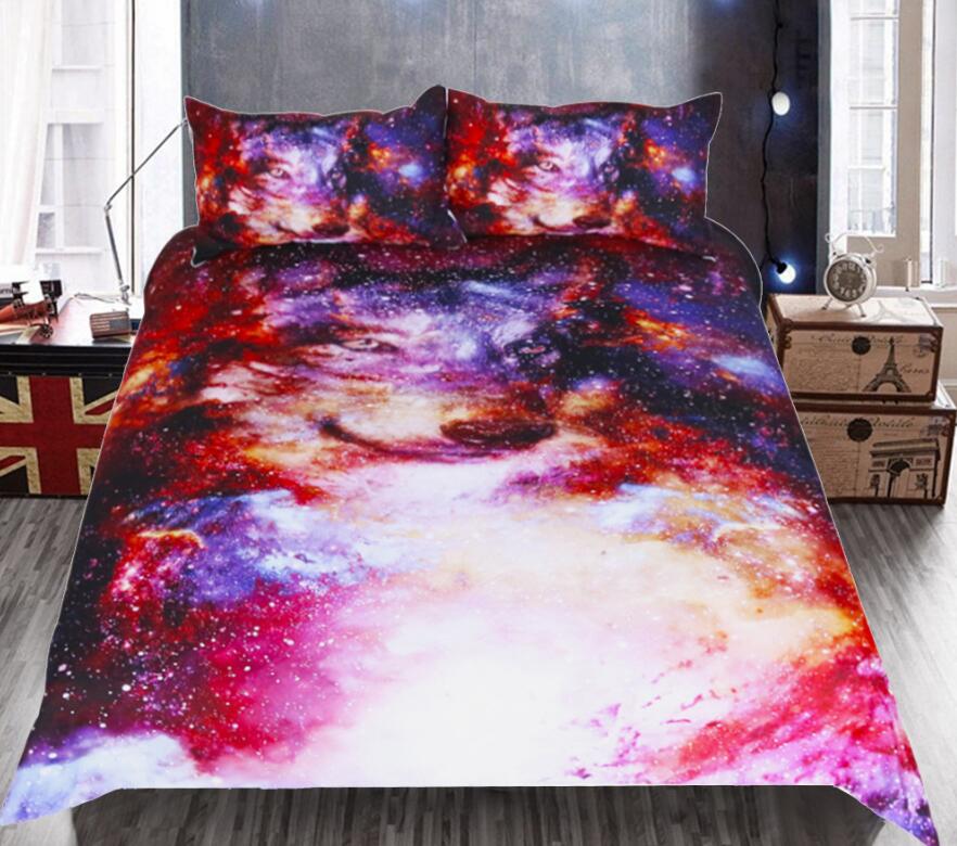 3D Wolf Starry Sky 9029 Bed Pillowcases Quilt
