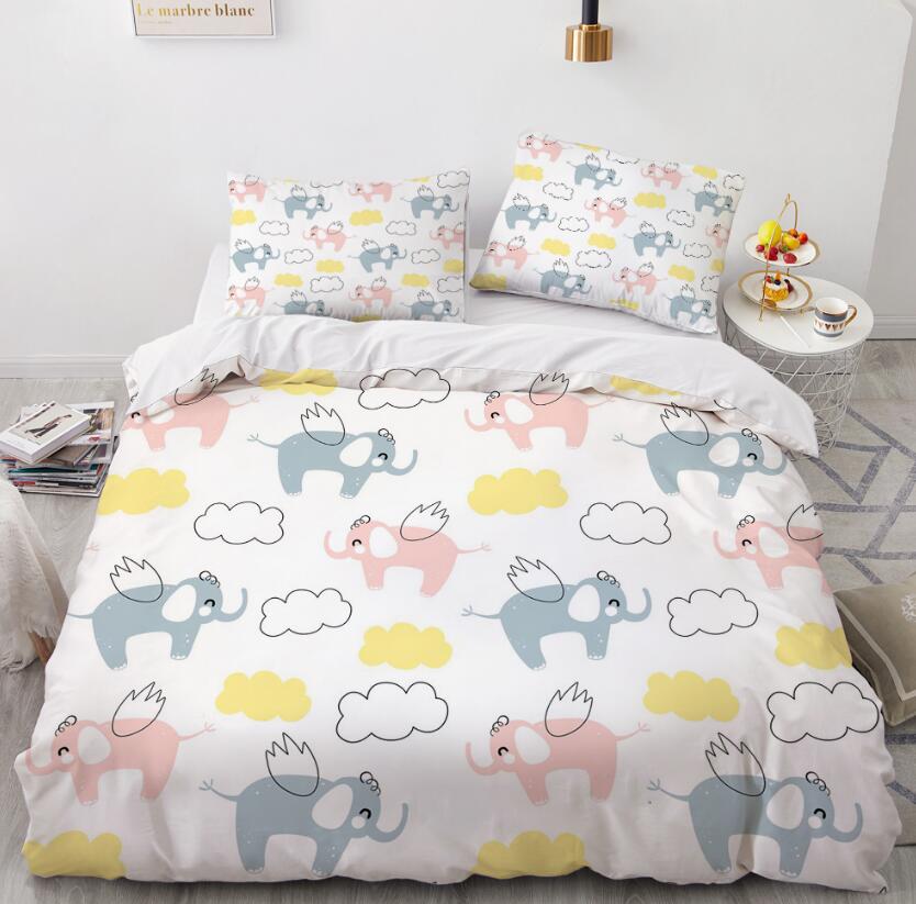 3D Cartoons Fly Elephant 019 Bed Pillowcases Quilt