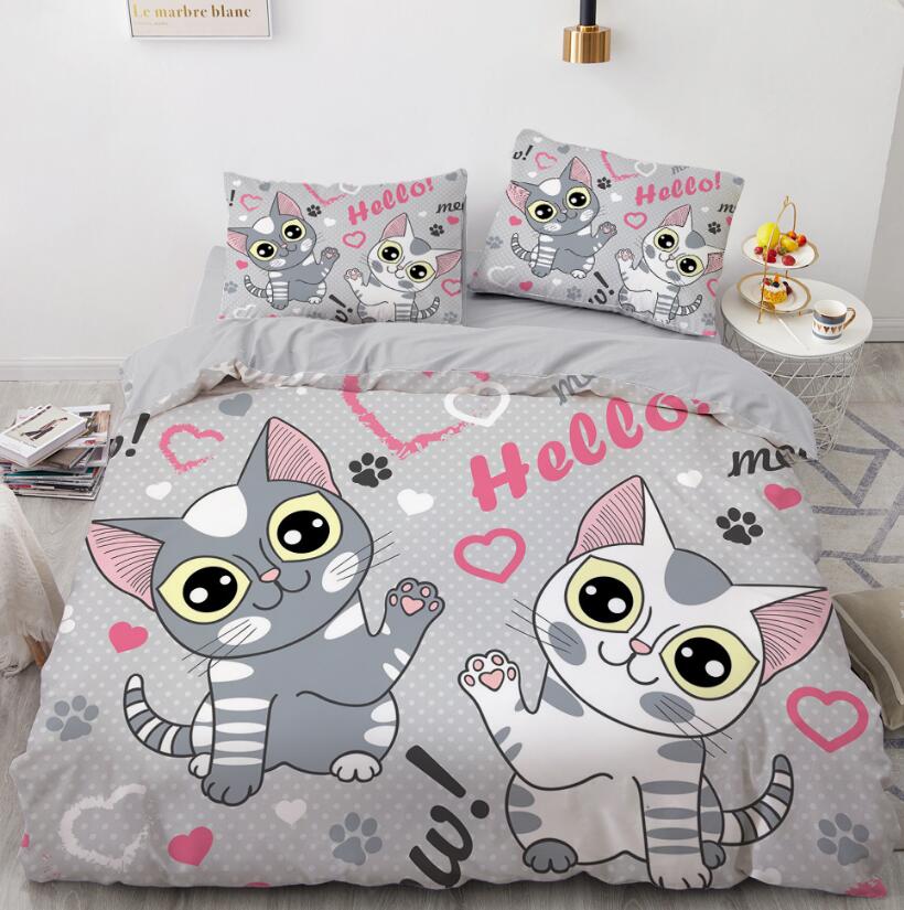 3D Cartoons Two Gray Cats 020 Bed Pillowcases Quilt