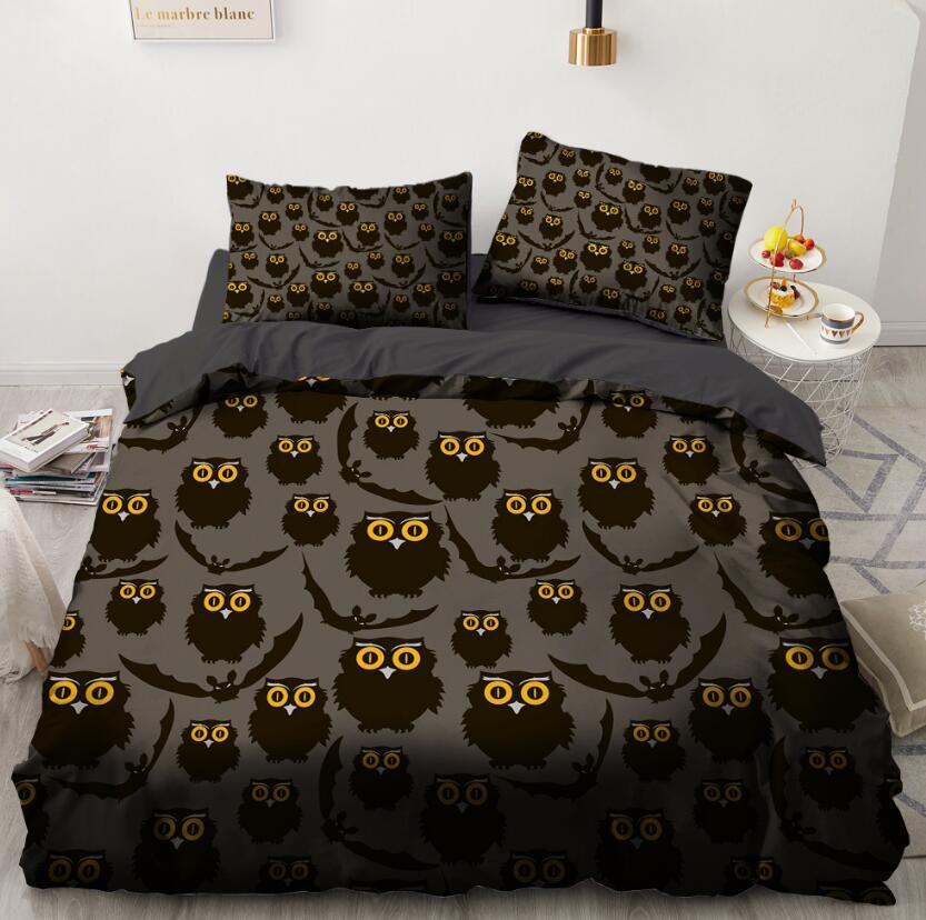 3D Cartoons Black Owl 023 Bed Pillowcases Quilt