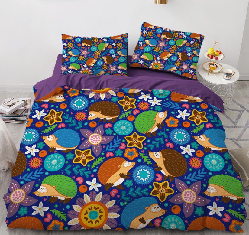 3D Cartoons Hedgehog 027 Bed Pillowcases Quilt