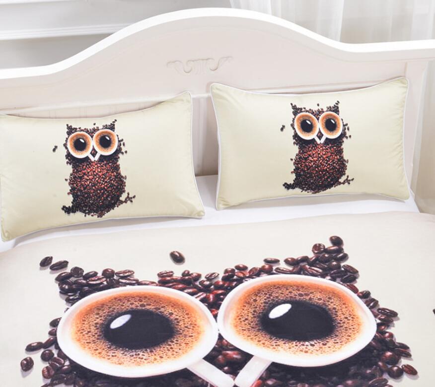 3D Coffee Beans Owl 1031 Bed Pillowcases Quilt