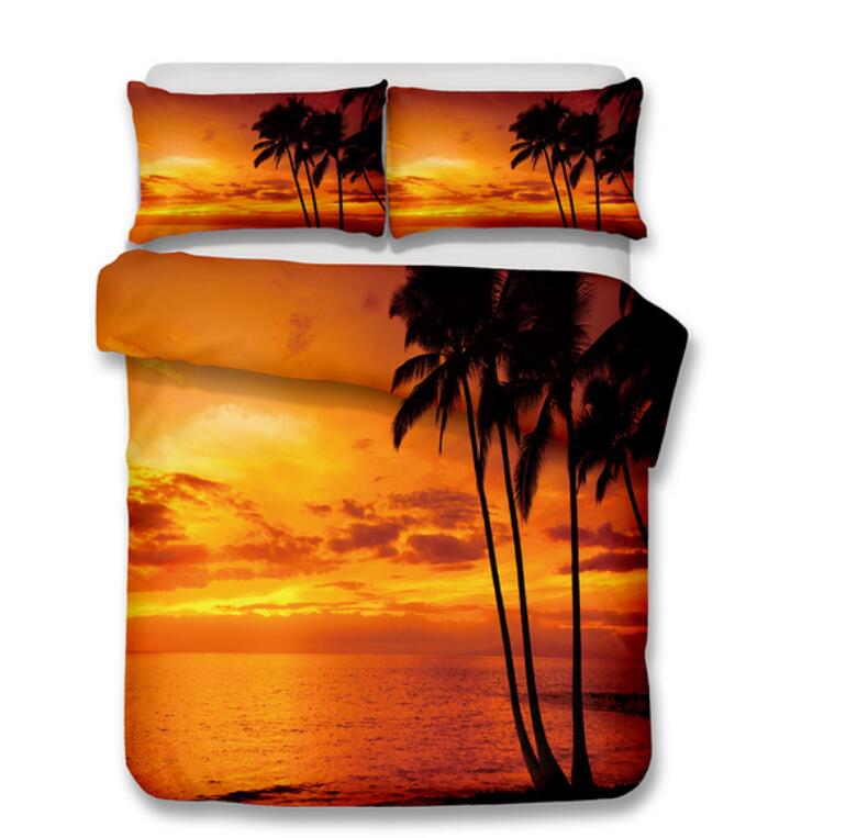 3D Sunset Coconut Tree Shadow 1018 Bed Pillowcases Quilt