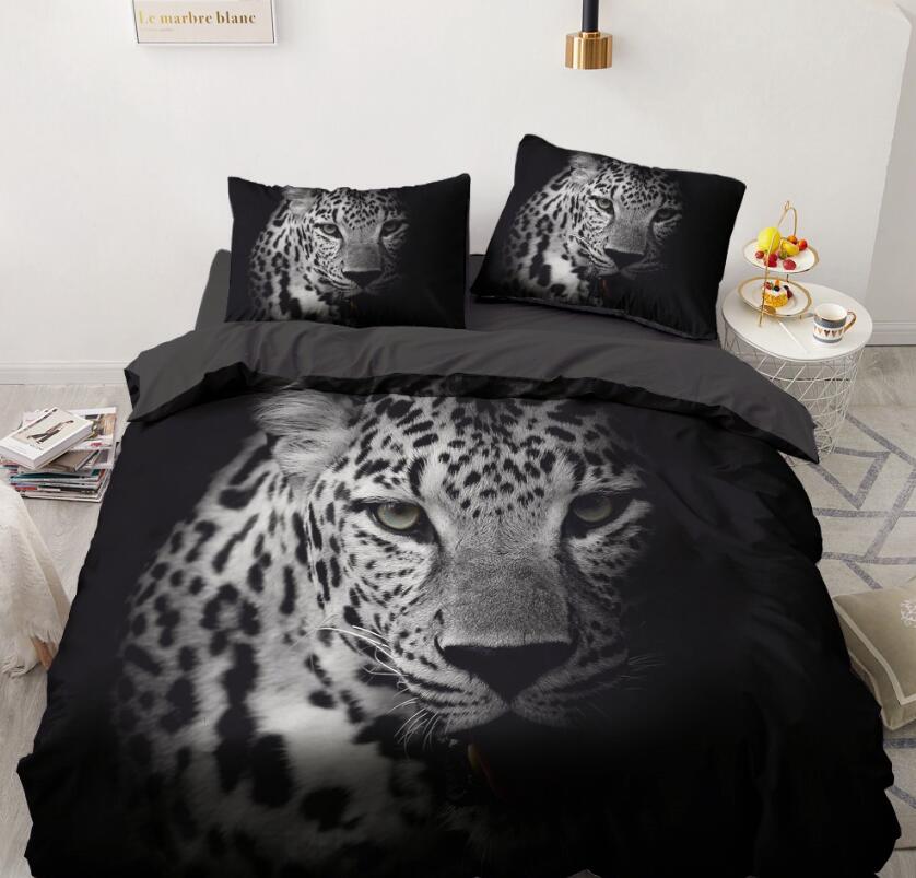 3D Black Leopard 050 Bed Pillowcases Quilt