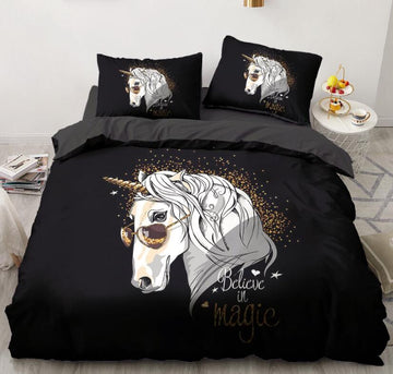 3D White Unicorn Sunglasses 147 Bed Pillowcases Quilt