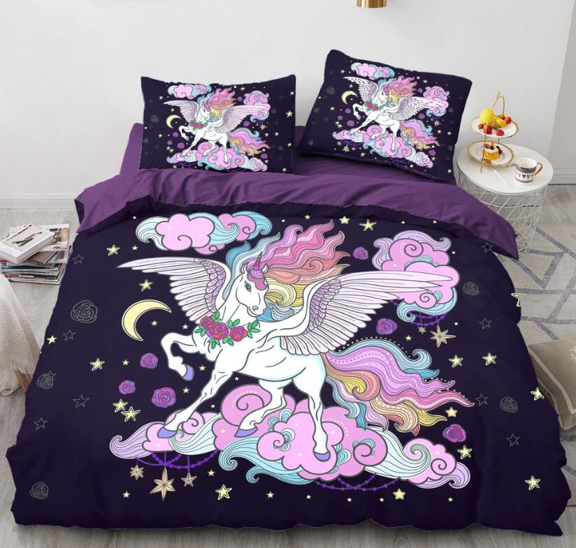 3D Unicorn Color Cloud 151 Bed Pillowcases Quilt