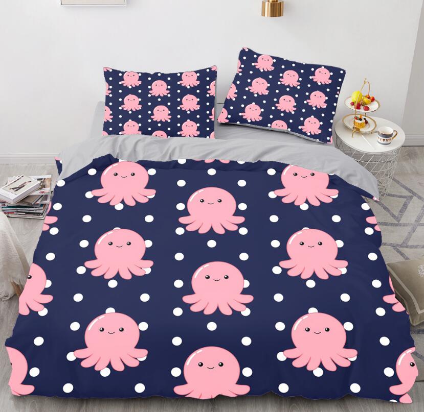 3D Cartoons Pink Octopus 028 Bed Pillowcases Quilt