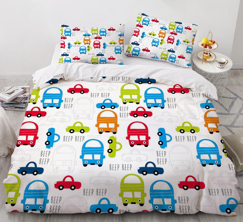 3D Cartoons Color Car 031 Bed Pillowcases Quilt