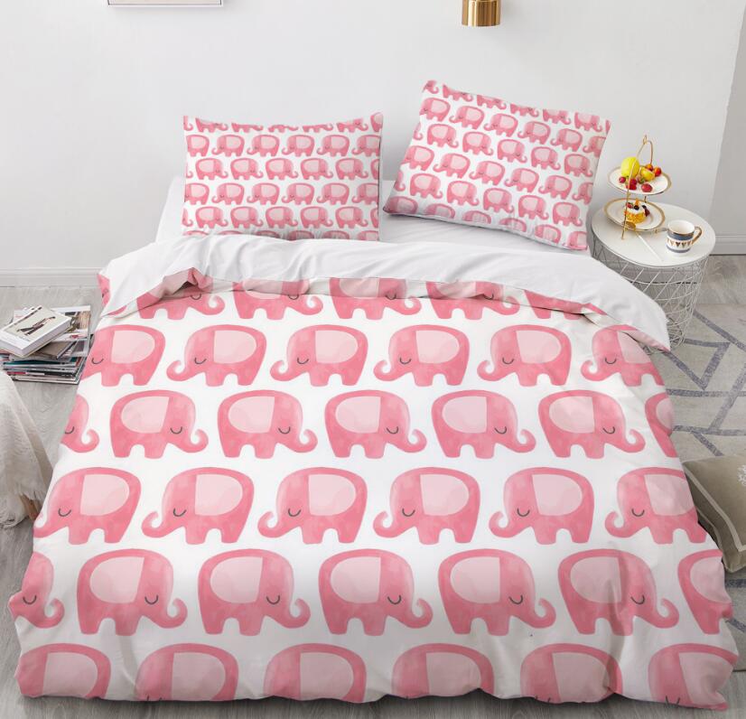 3D Cartoons Pink Elephant 034 Bed Pillowcases Quilt