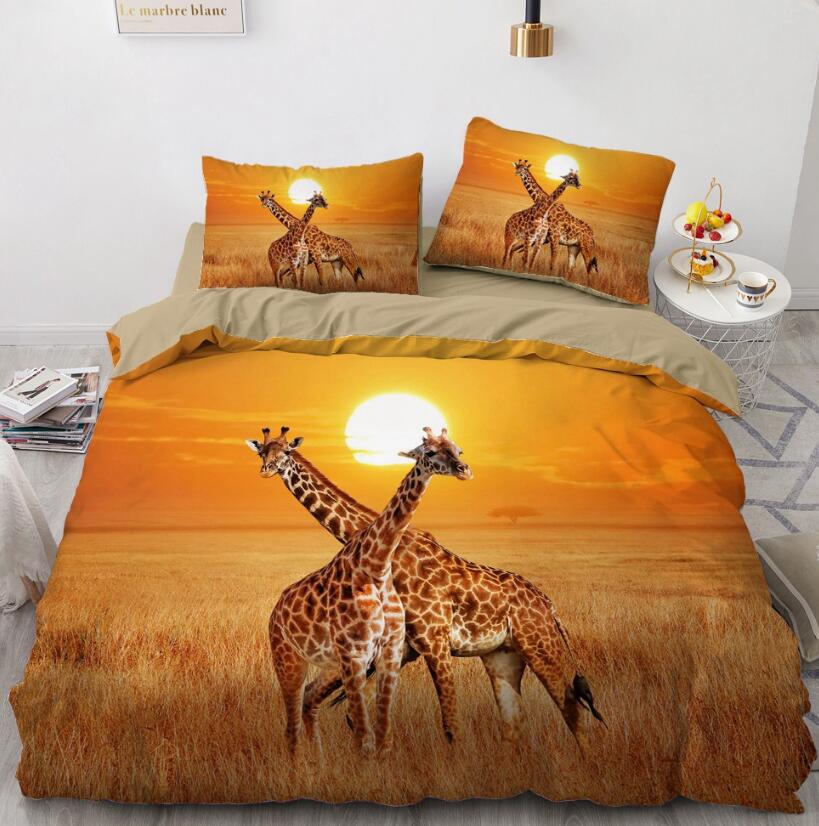 3D Prairie Giraffe 9099 Bed Pillowcases Quilt