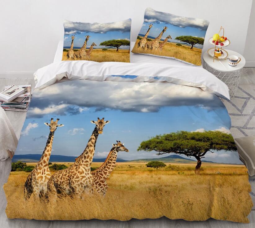 3D Giraffe Tree 9101 Bed Pillowcases Quilt