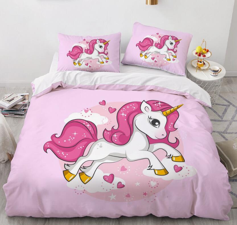 3D Red Unicorn 160 Bed Pillowcases Quilt
