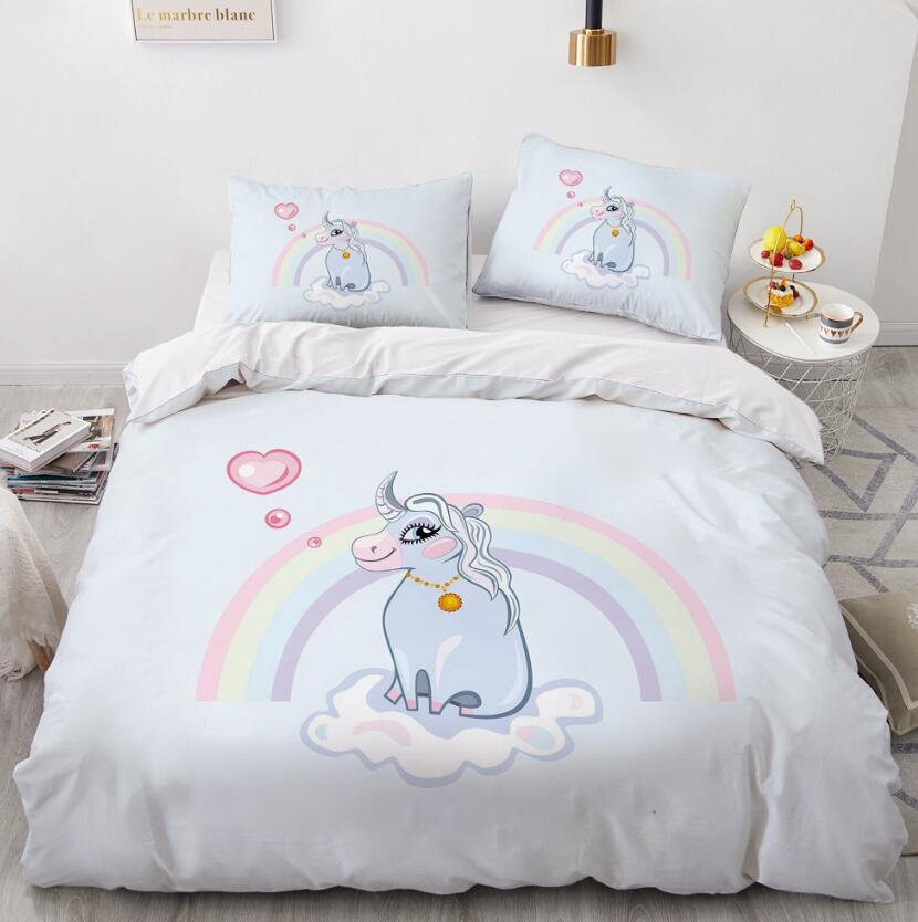 3D Fat White Unicorn 167 Bed Pillowcases Quilt
