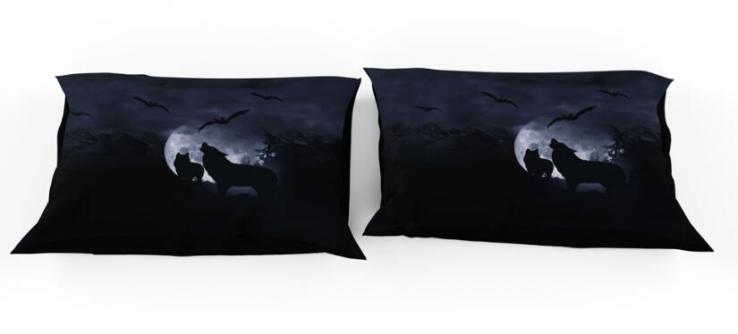 3D Moon Wolf Bird 11196 Bed Pillowcases Quilt
