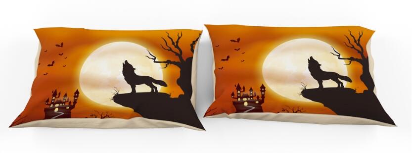 3D Moon Wolf Howl 11192 Bed Pillowcases Quilt