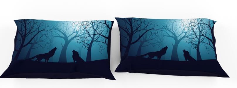 3D Wolf Forest Shadow 11191 Bed Pillowcases Quilt