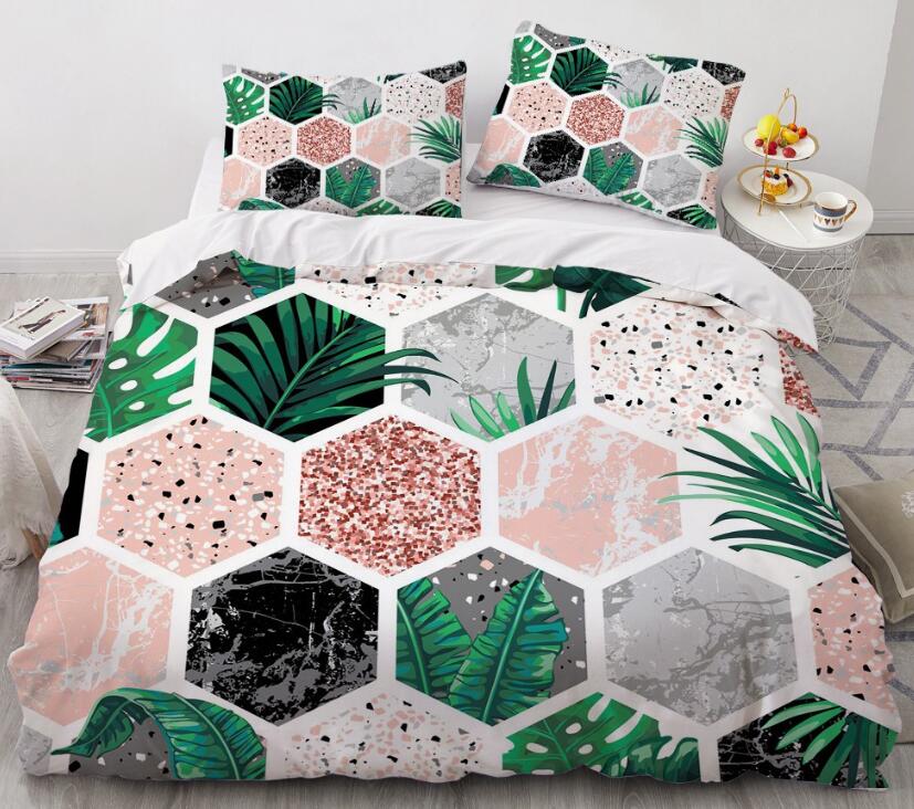 3D Hexagonal 9104 Bed Pillowcases Quilt