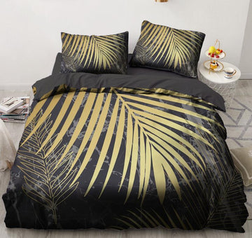 3D Gold Leaves  9078 Bed Pillowcases Quilt