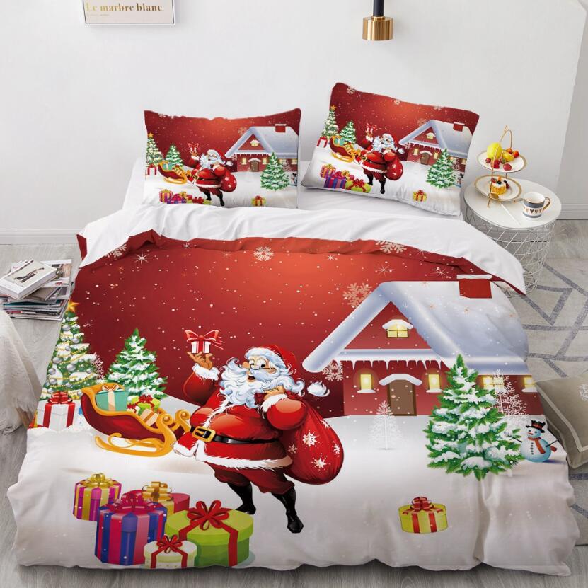3D Snow Santa Claus 9140 Bed Pillowcases Quilt