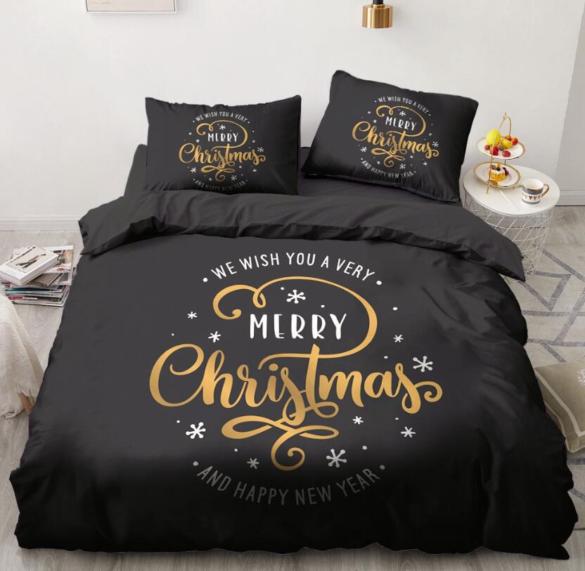 3D Black Golden Letters 9143 Bed Pillowcases Quilt