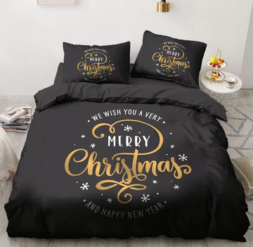 3D Black Golden Letters 9143 Bed Pillowcases Quilt