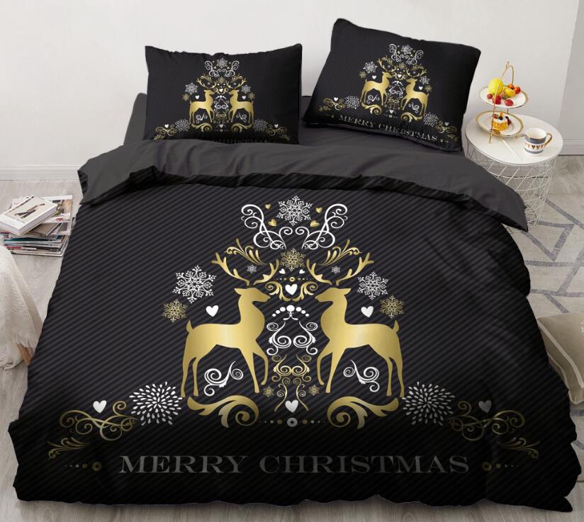 3D Snowflake Deer 9151 Bed Pillowcases Quilt