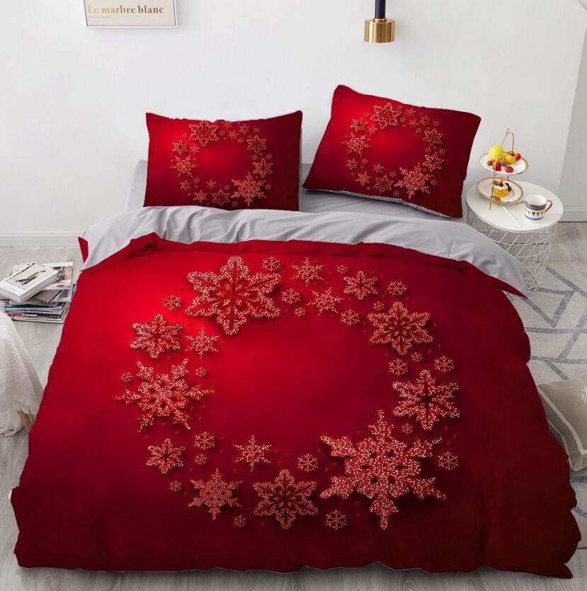3D Red Snowflake 9157 Bed Pillowcases Quilt
