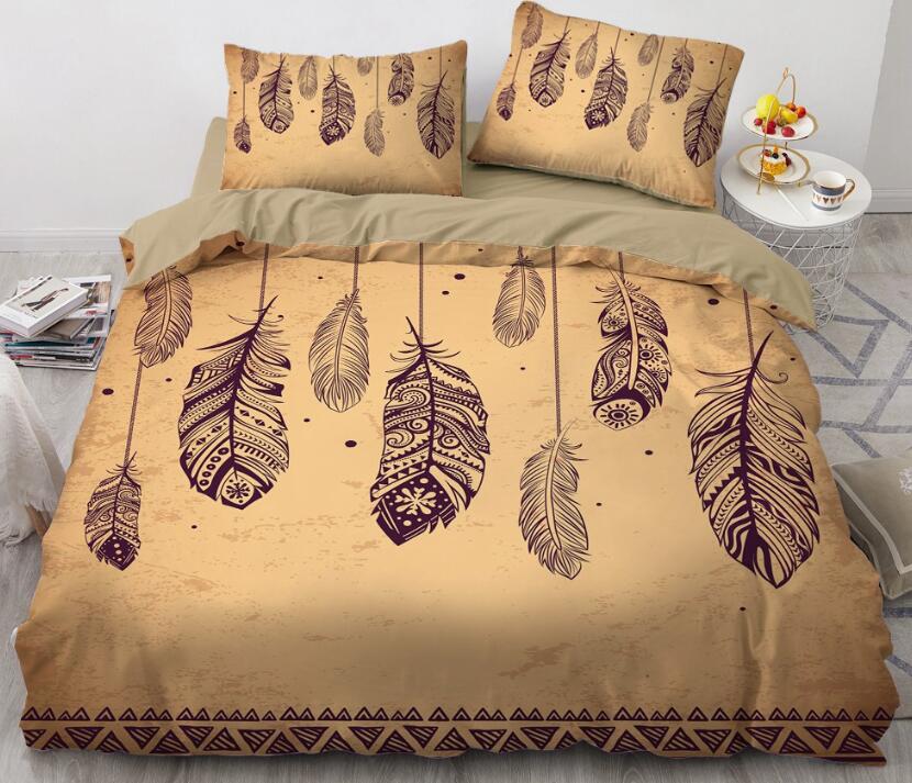 3D Feather Pattern 88149 Bed Pillowcases Quilt