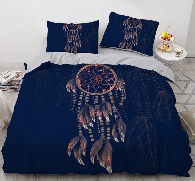 3D Black Background Brown Dream Catcher 88150 Bed Pillowcases Quilt