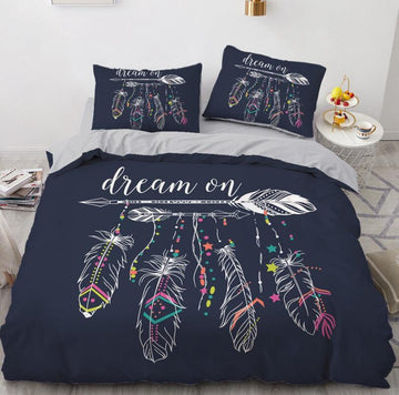 3D Black Background Feather 88155 Bed Pillowcases Quilt