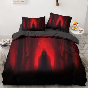 3D Red Devil Forest 7735 Bed Pillowcases Quilt