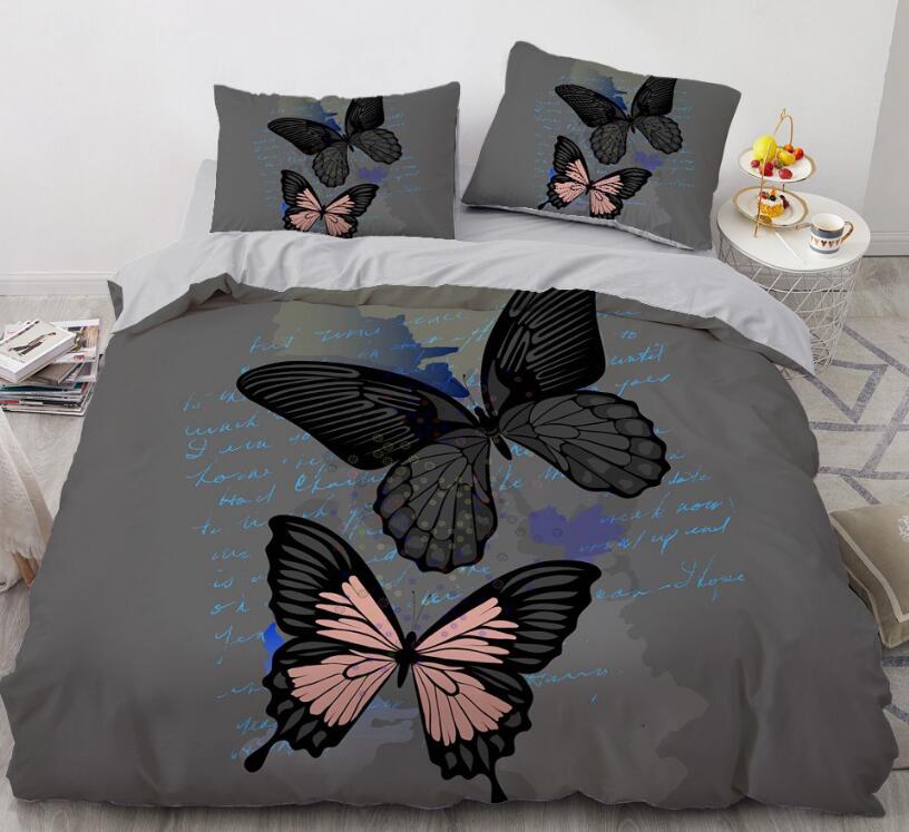 3D Two Butterflies 9136 Bed Pillowcases Quilt