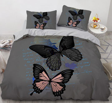 3D Two Butterflies 9136 Bed Pillowcases Quilt