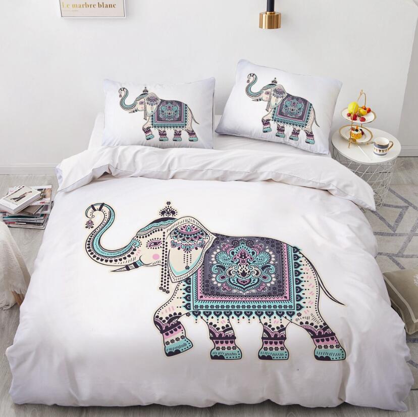 3D Elephant Blue Pattern 88135 Bed Pillowcases Quilt