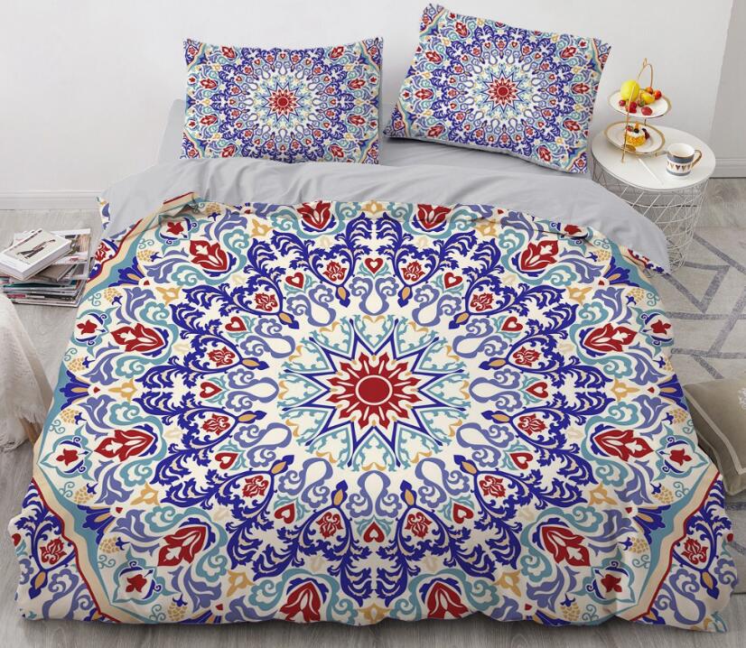 3D Blue Red Totem 77155 Bed Pillowcases Quilt