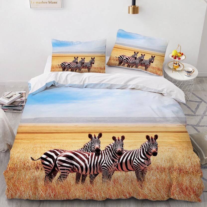 3D Zebra Grassland 8054 Bed Pillowcases Quilt