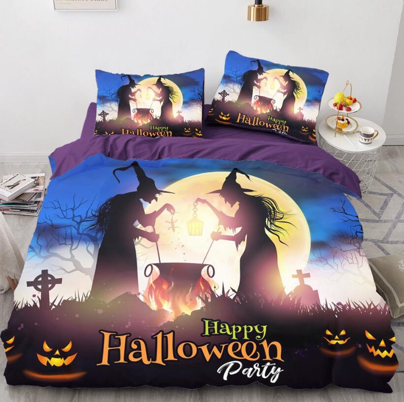 3D Moon Witch 8039 Bed Pillowcases Quilt