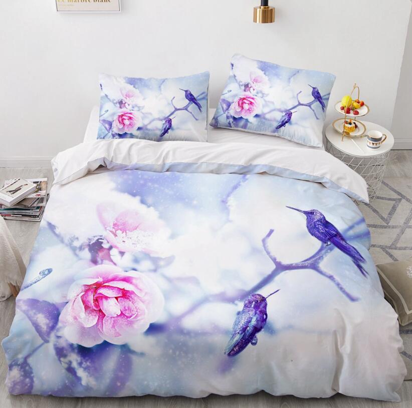 3D Flower Bird 9167 Bed Pillowcases Quilt