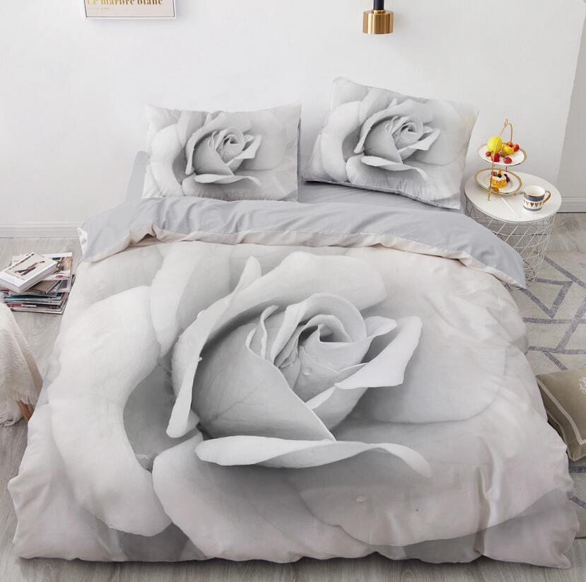 3D Grey Rose 9171 Bed Pillowcases Quilt