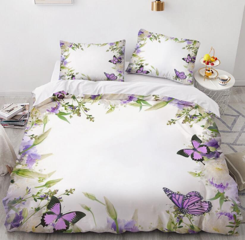 3D Purple Butterfly 9180 Bed Pillowcases Quilt
