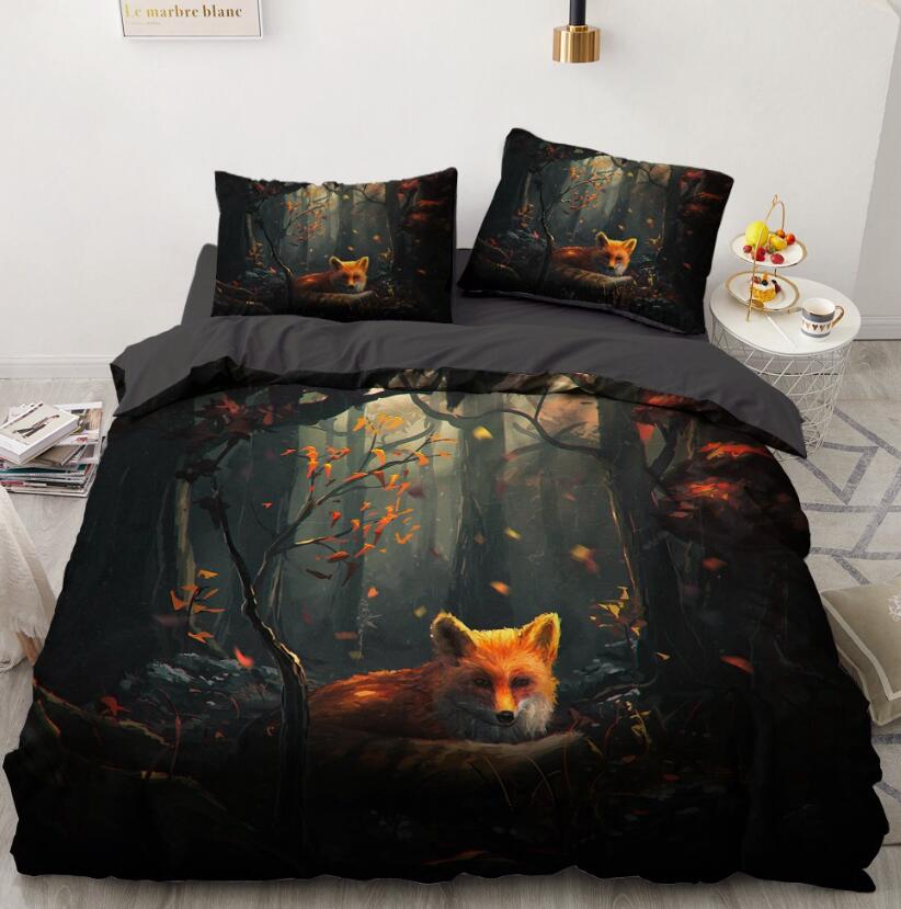 3D Fox Forest 8012 Bed Pillowcases Quilt