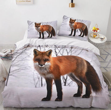 3D Fox Snowfield 8013 Bed Pillowcases Quilt